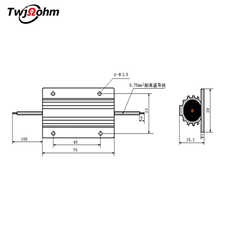 RX24-50W Silver Aluminum Housed Lead-Type Resistor for Capacitor Discharge & Start-up